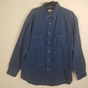 High Sierra Denim Button Down Shirt Mens Large Blue Excellent Long Sleeve Cotton